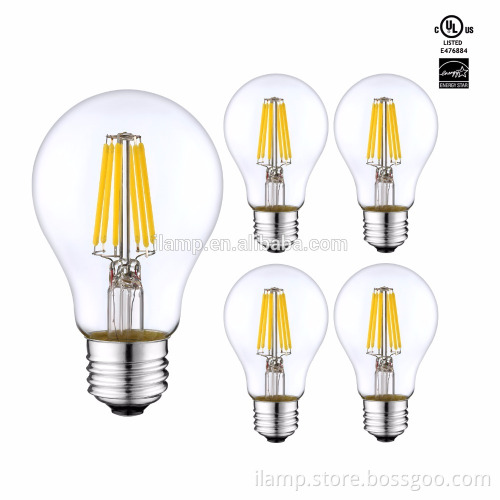 China Led Lights A19 UL Listed Dimmable Led Filament Bulb 8W